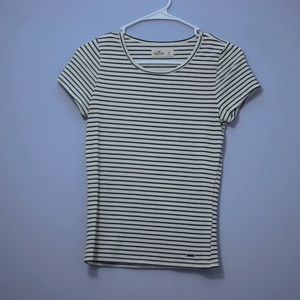 Black and white striped fitted tee